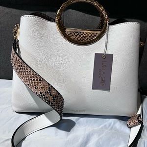 Gorgeous Luella Grey White and Snake Skin Satchel